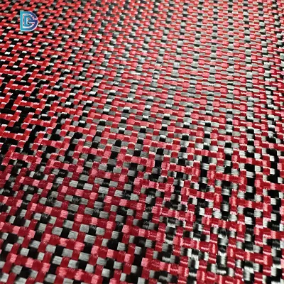 중국 공장 탄소 섬유 일반 능 직물 빨간색 반사 탄소 섬유 케블라 아라미드 하이브리드 40 